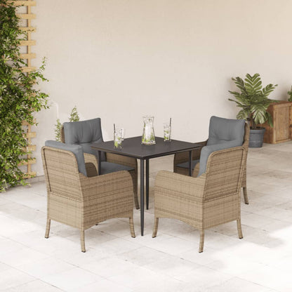 Set Comedor De Jardín 5 Pzas Con Cojines Ratán Sintético Beige / Vetonek_1