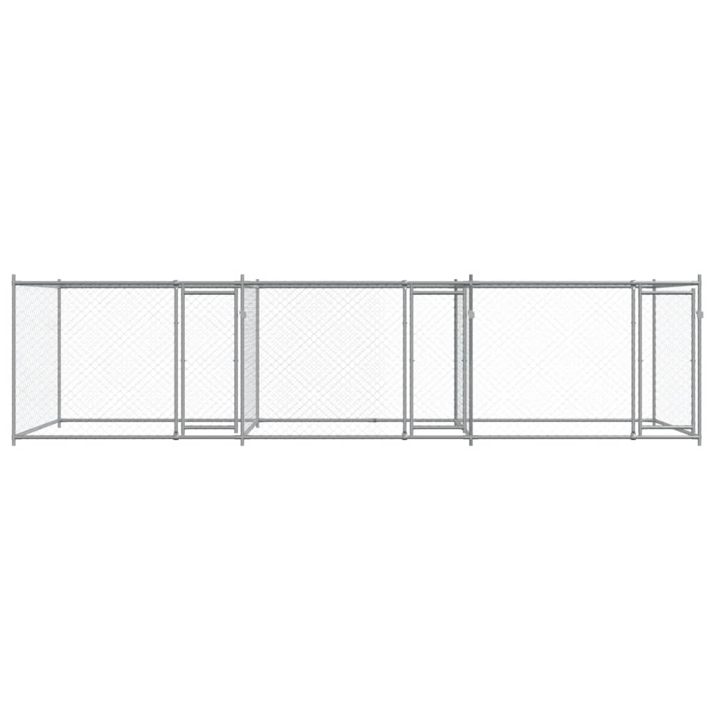 Jaula De Perros Con Puertas Acero Galvanizado Gris 6x2x1,5 M_3