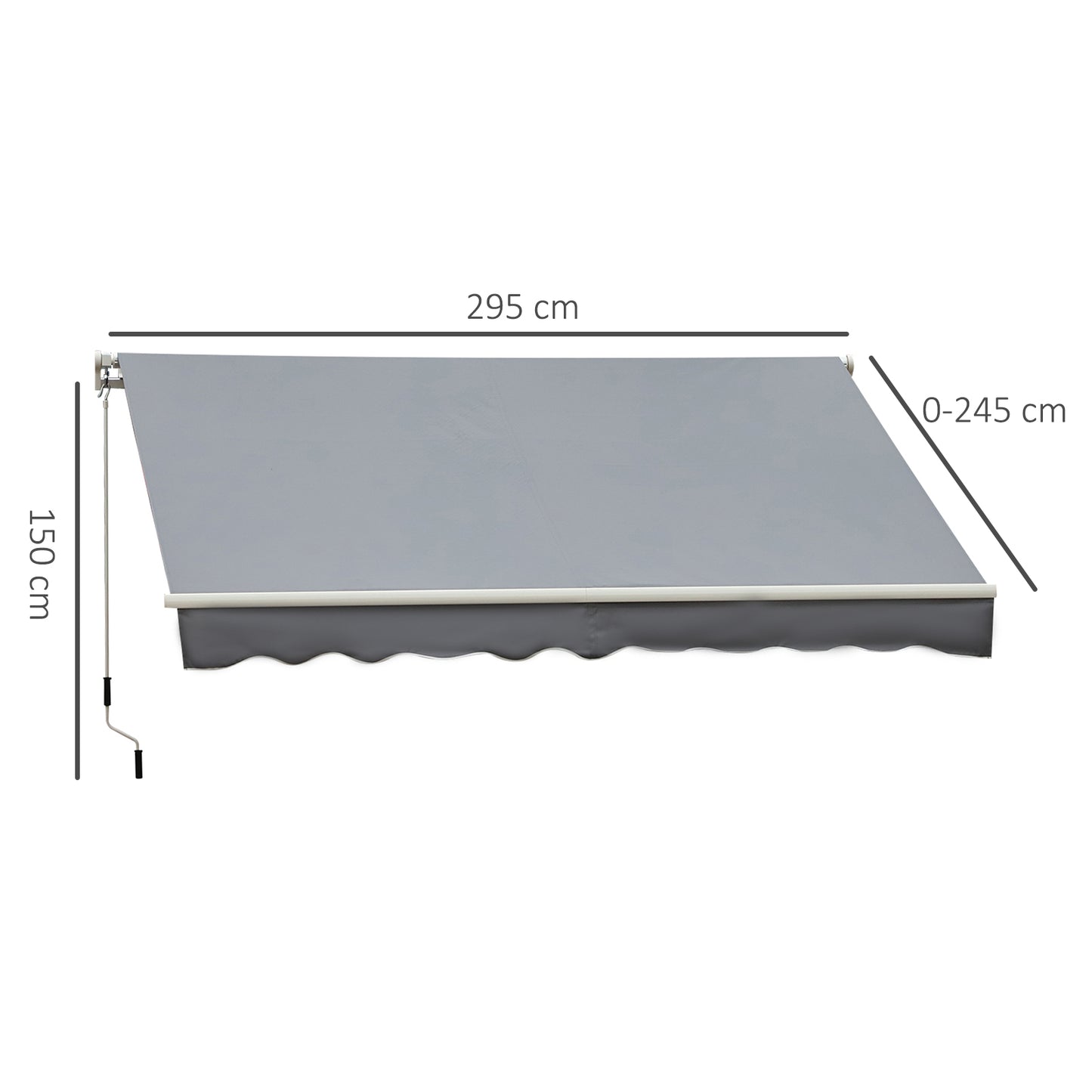 Outsunny Toldo Manual Retráctil Plegable Con Manivela Exterior 295x245 Cm Gris_2