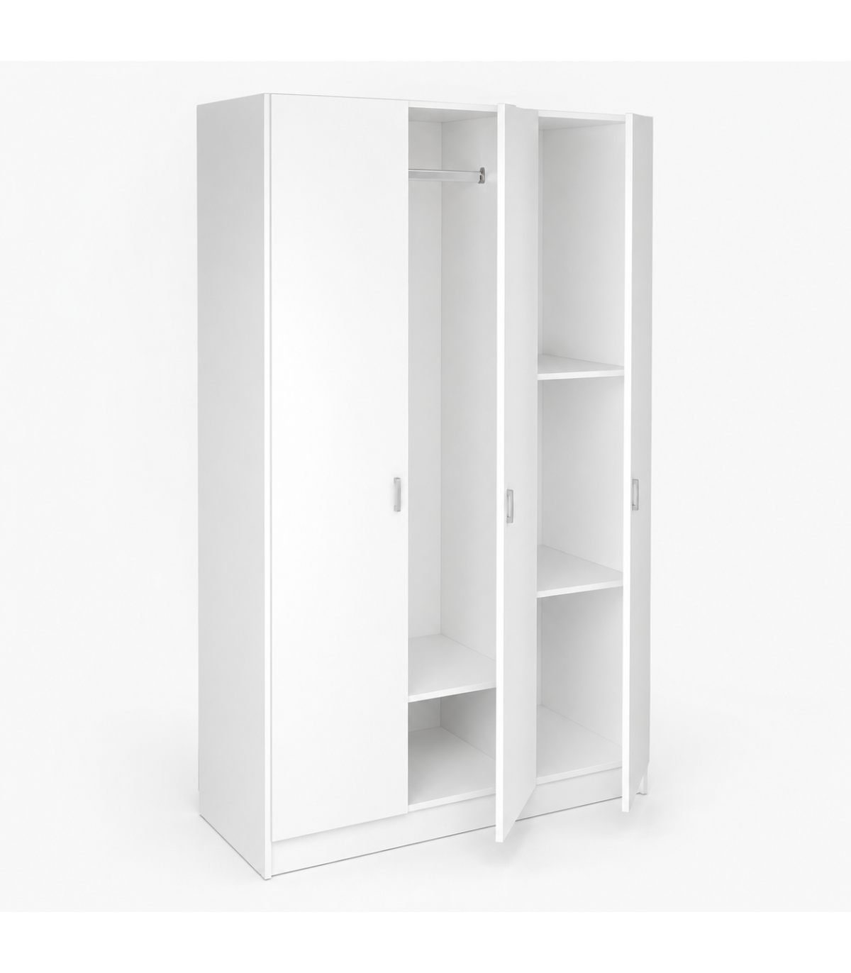 Armario 3 Puertas Abatibles Acabado Blanco Soft, 200 Cm(alto)128,2 Cm(ancho)52 Cm(fondo)_2
