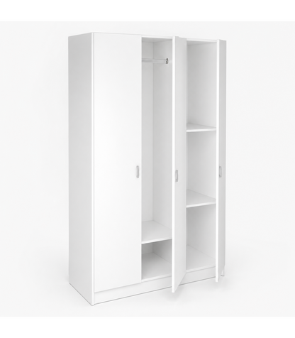 Armario 3 Puertas Abatibles Acabado Blanco Soft, 200 Cm(alto)128,2 Cm(ancho)52 Cm(fondo)_2