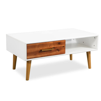 Mesa De Centro De Madera Maciza De Acacia 90x50x40 Cm_1