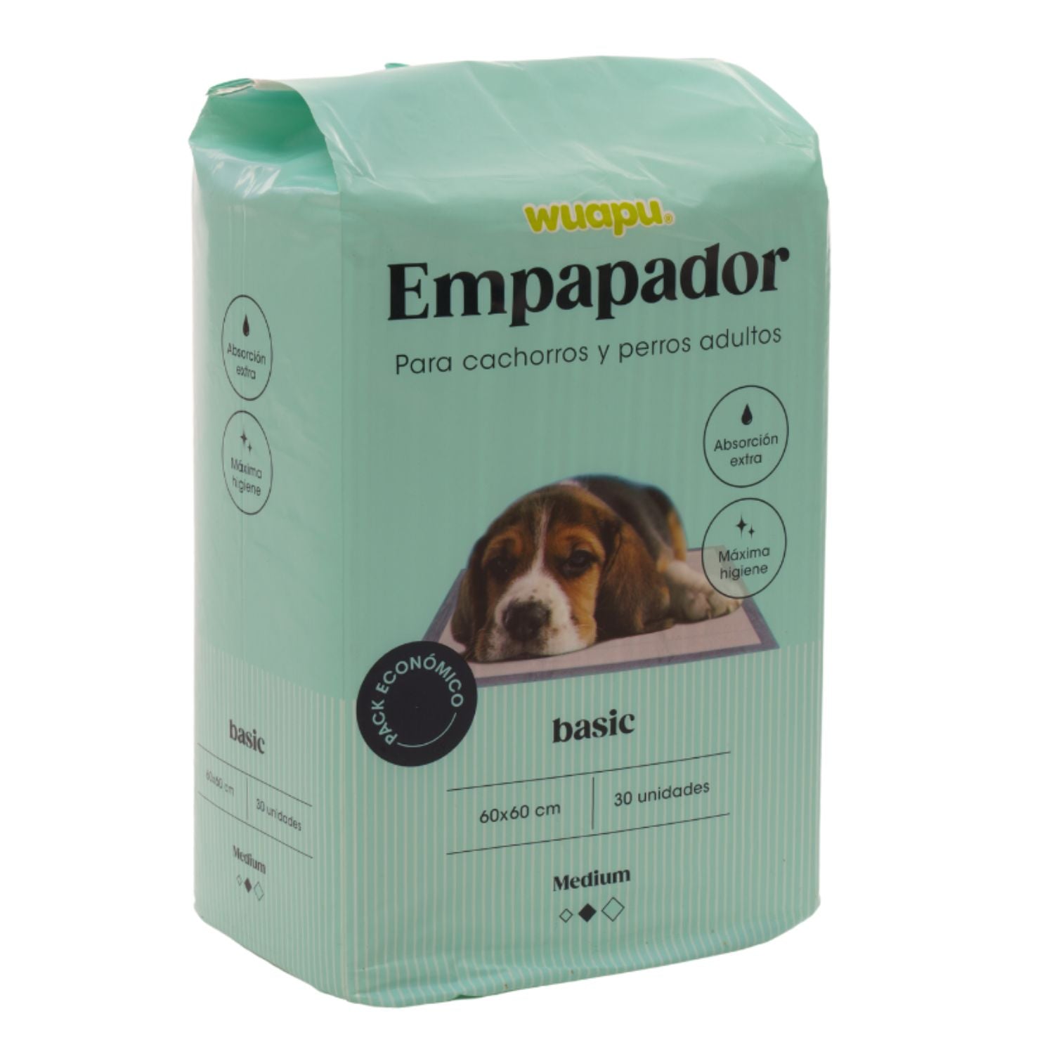 30 Empapadores Higiénicos Para Perro Wuapu, Gran Poder De Absorción. Talla M 60x60 Cm