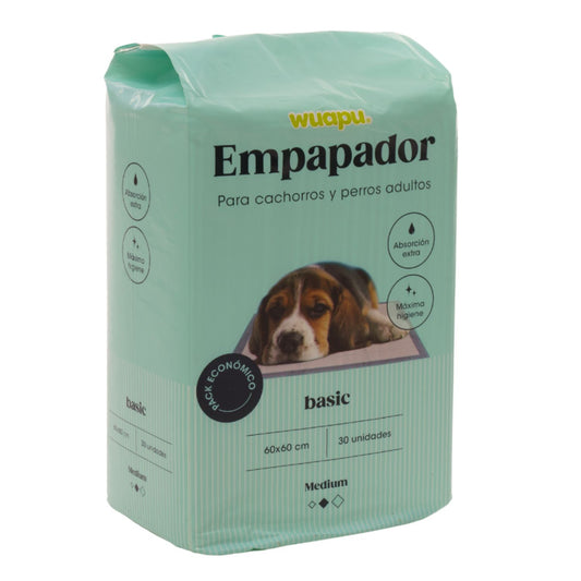 30 Empapadores Higiénicos Para Perro Wuapu, Gran Poder De Absorción. Talla M 60x60 Cm
