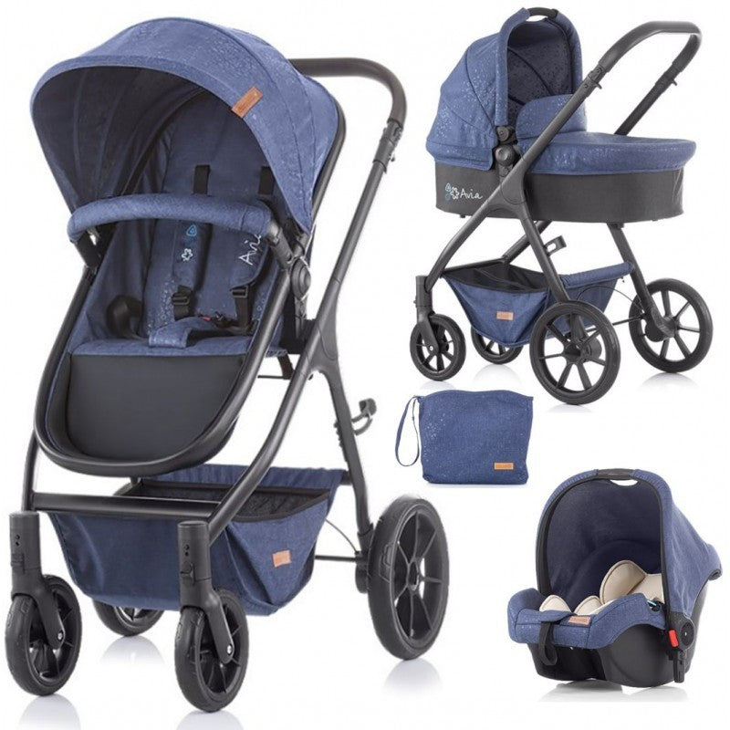 Carrito De Bebé Trío Avia Capazo Duro Hasta 22 Kg Blue Linen_0