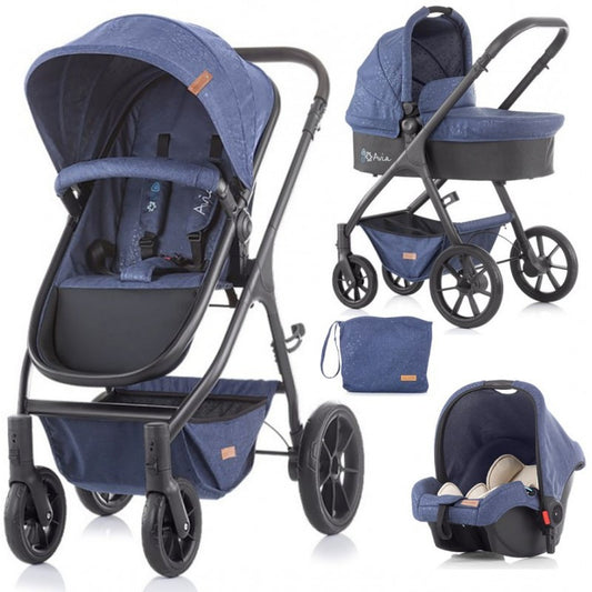 Carrito De Bebé Trío Avia Capazo Duro Hasta 22 Kg Blue Linen_0