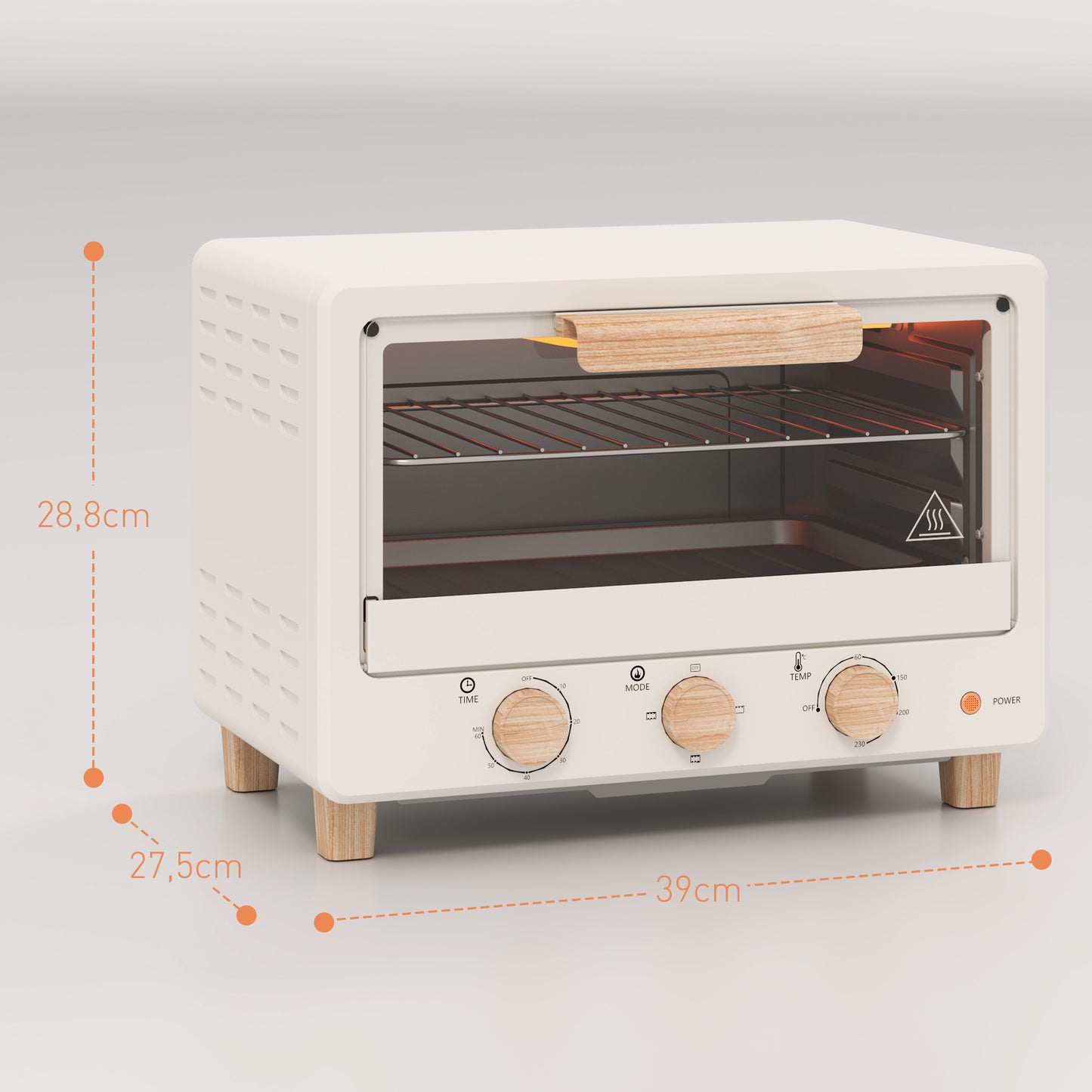 Homcom Horno Eléctrico De Sobremesa De 16l 1400w Con Temporizador Crema_2