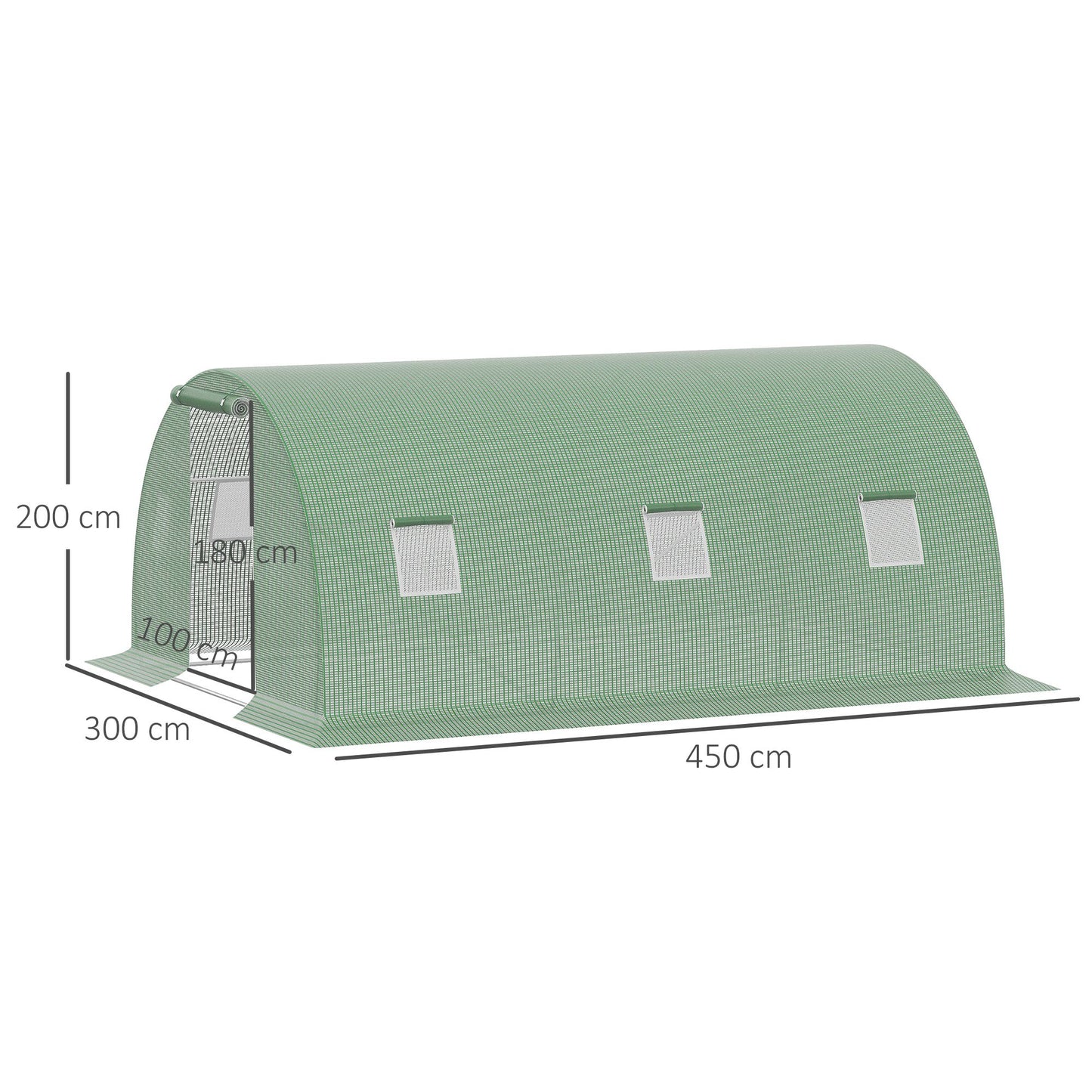 Outsunny Invernadero De Túnel 4,5x3x2 M Con Paredes Laterales Enrollables Verde_2