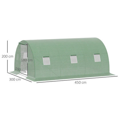 Outsunny Invernadero De Túnel 4,5x3x2 M Con Paredes Laterales Enrollables Verde_2