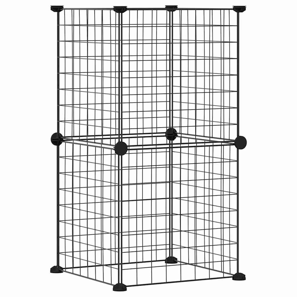 Vidaxl Jaula Para Mascotas De 8 Paneles Acero Negro 35x35cm_0
