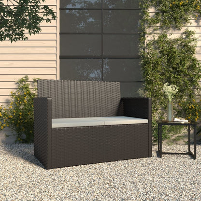 Vidaxl Banco De Jardín Con Cojines Ratán Sintético Negro 105 Cm_1