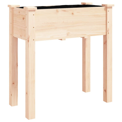 Jardinera Con Forro Y Ruedas Madera Maciza De Abeto 71x37x80 Cm_2