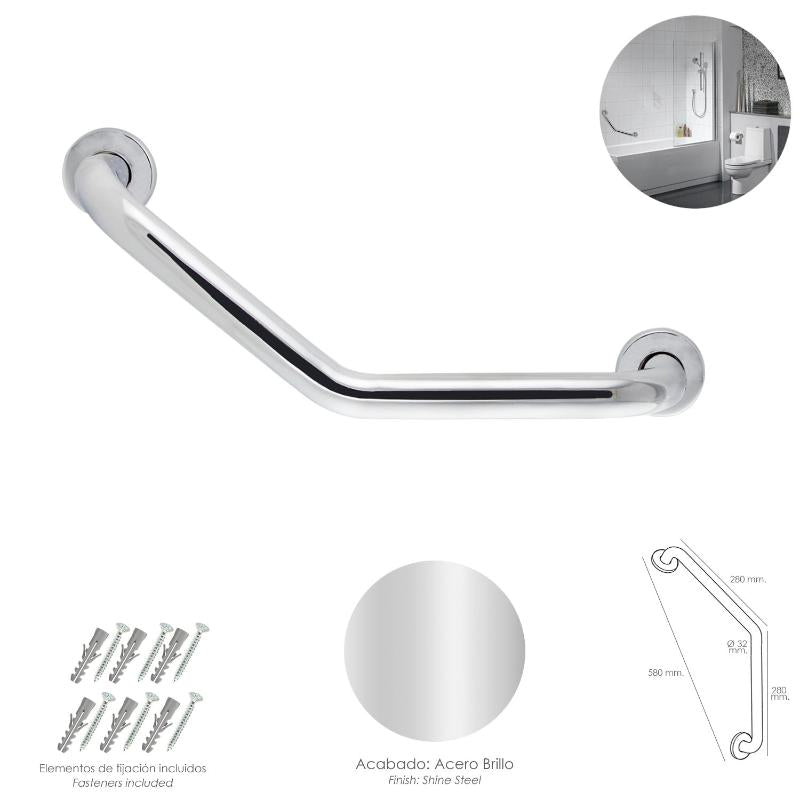 Agarre Ducha Maurer Cromo Brillo Ø 32 Mm. Longitud 26x26 Cm. Acodado_0