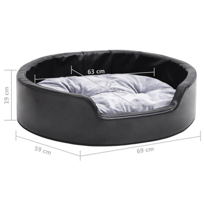 Vidaxl Cama Para Perros Felpa Y Cuero Sintético Negro Gris 69x59x19 Cm_2