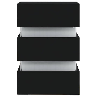 Mesita De Noche Luz Led Madera De Ingeniería Negra 45x35x67 Cm_3