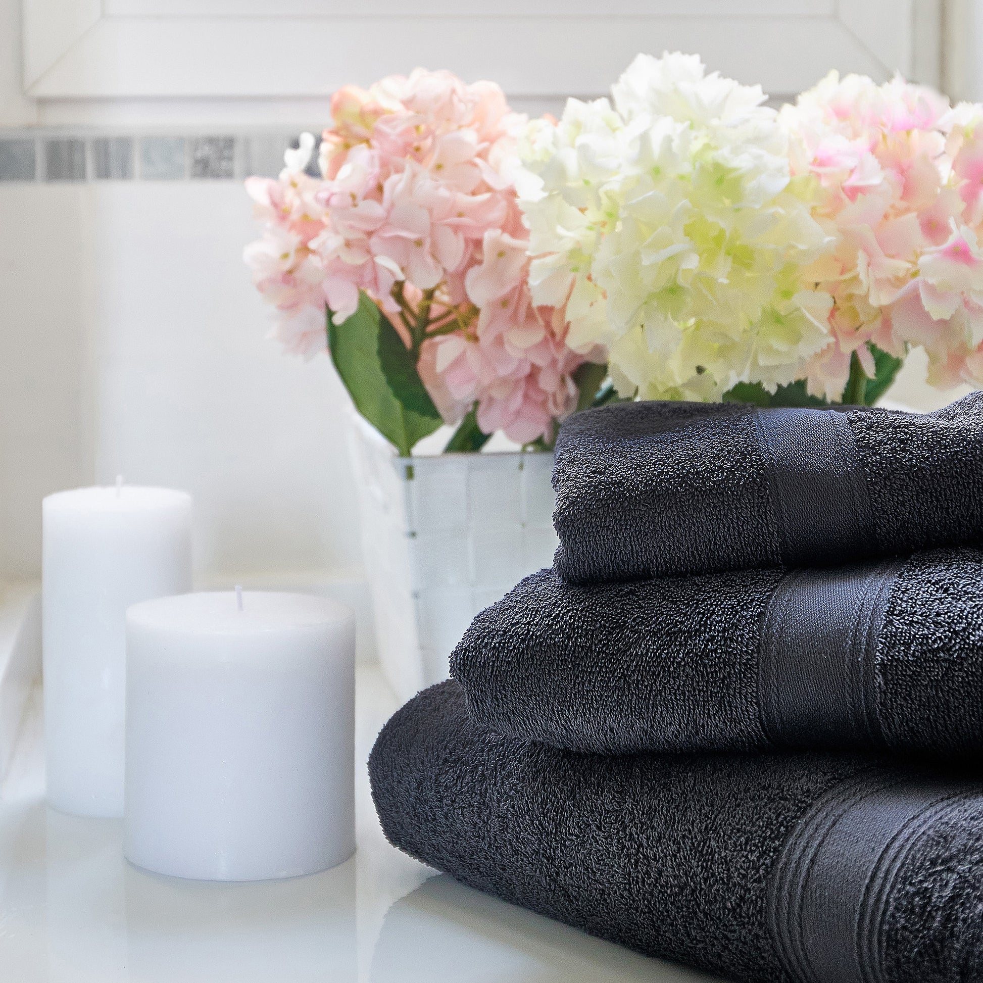 Juego De 4 Toallas De Baño: 2 Toallas De Lavabo 50x90 ; 2 Toallas De Ducha 70x140cm 450 Gr/m2 100% Algodón Gris Oscuro_4