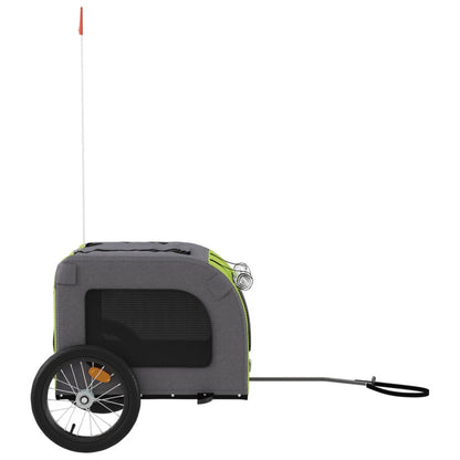 Vidaxl Remolque De Bicicleta Mascotas Hierro Tela Oxford Verde Gris_5