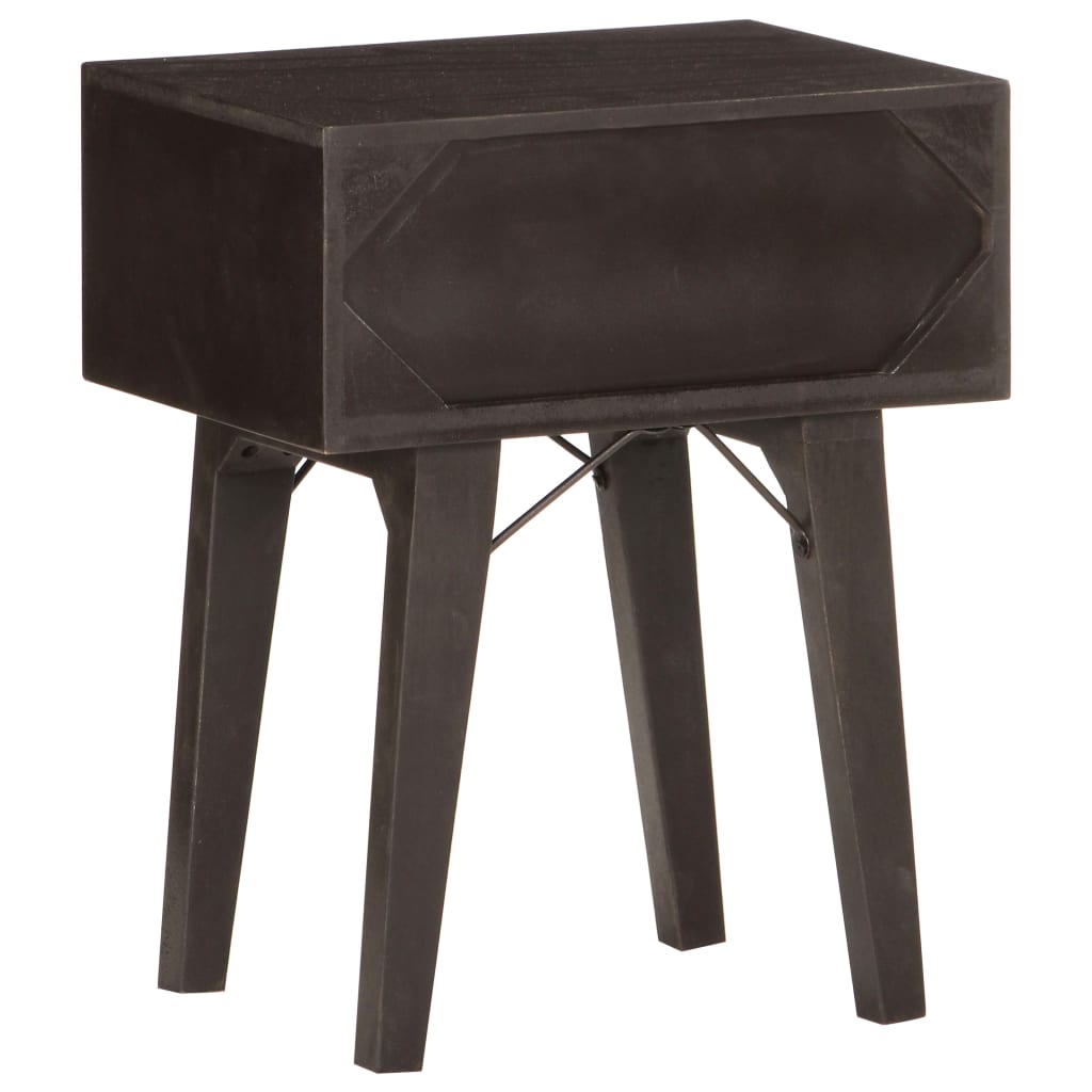 Mesita De Noche De Madera Maciza Reciclada 40x30x50 Cm_2