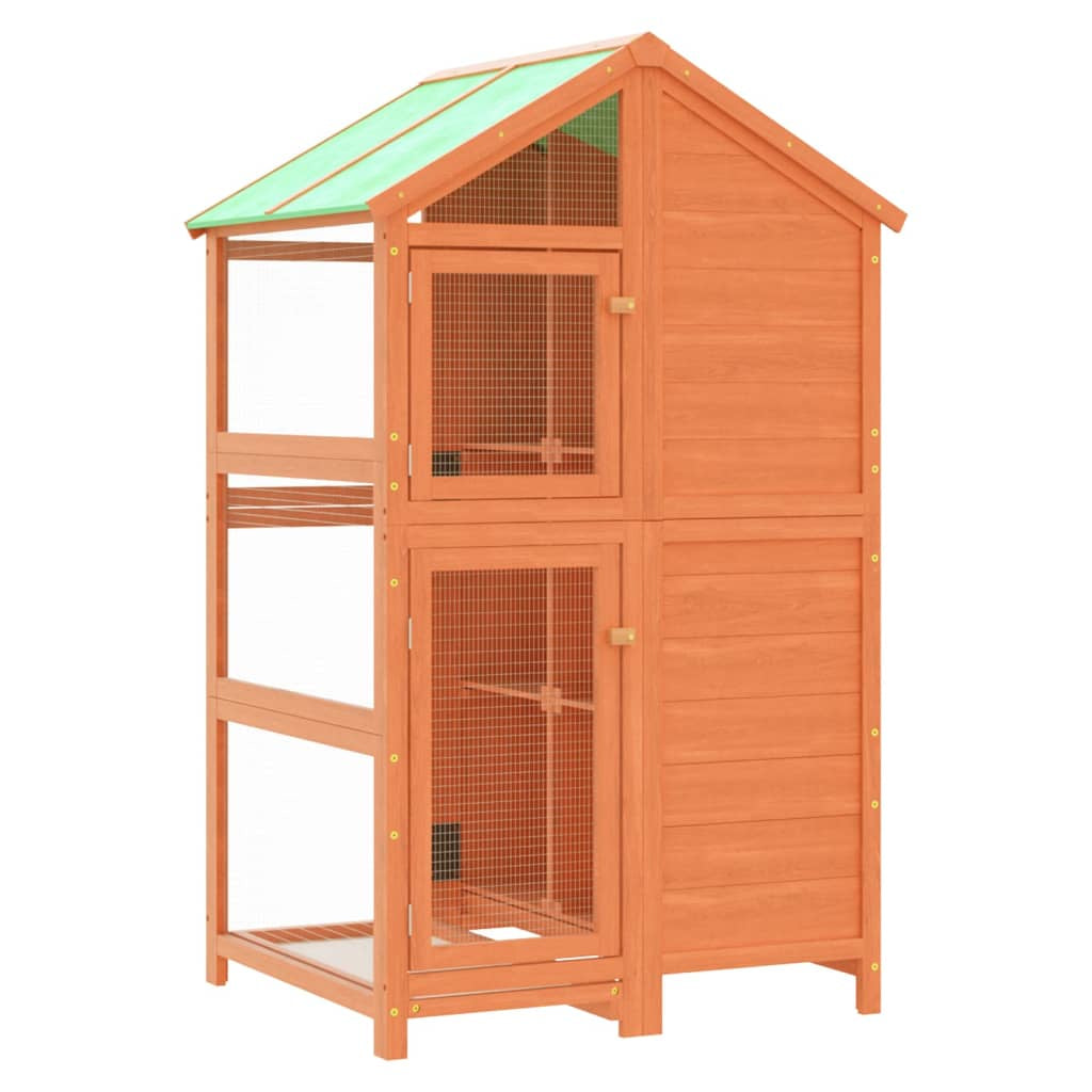 Vidaxl Casita Para Pájaros Madera Maciza Pino Marrón 97x81x152 Cm_0