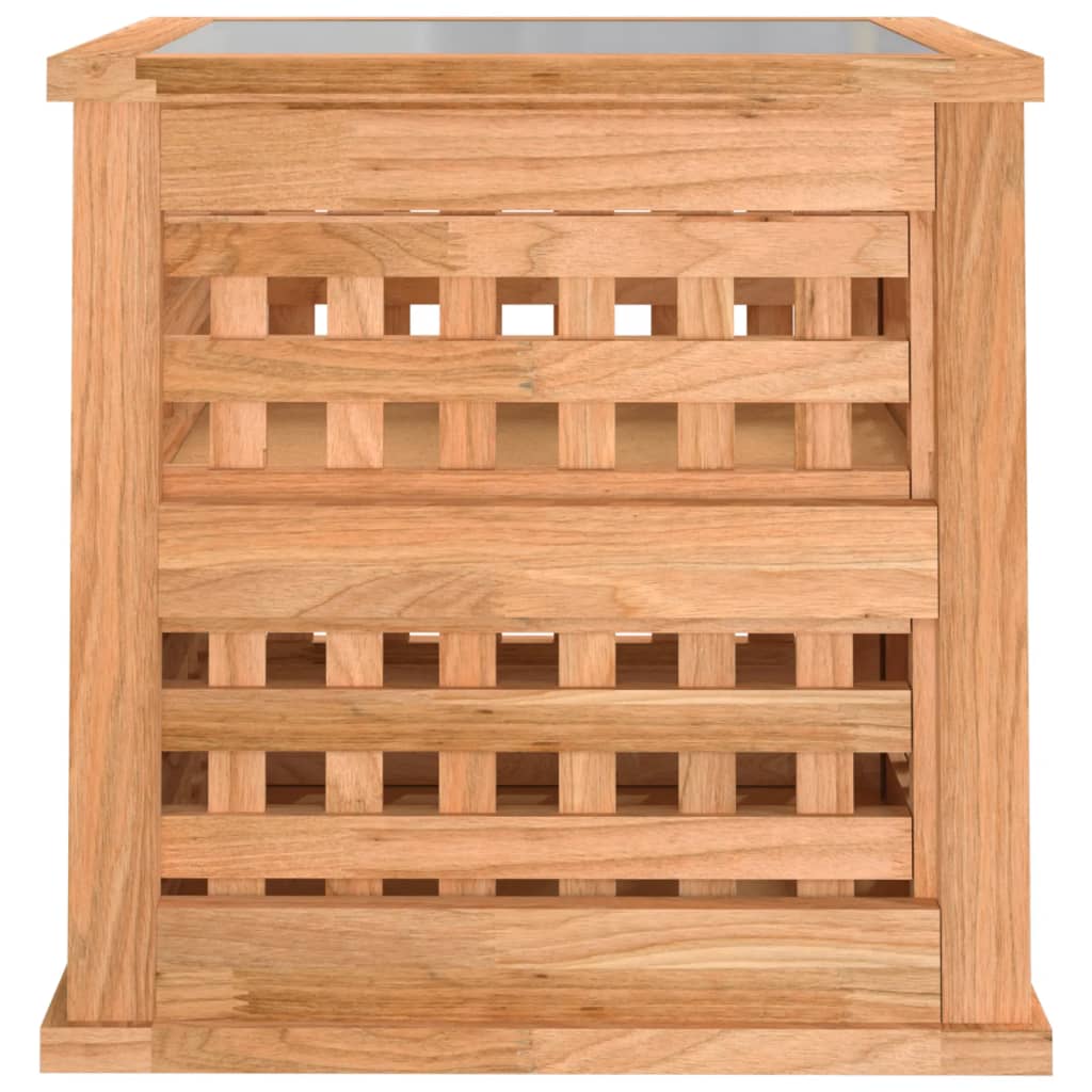 Mesita De Noche Madera Maciza De Nogal 34x34x34 Cm_4