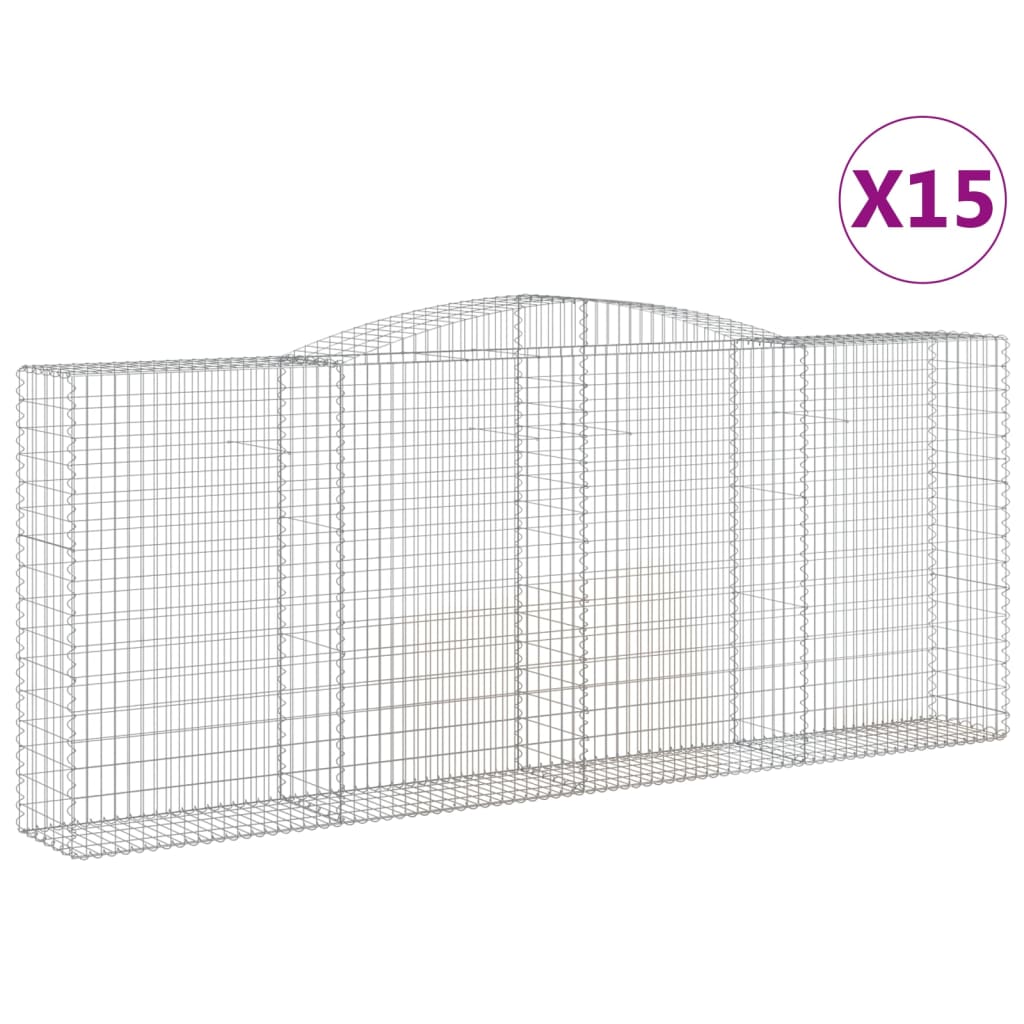 Cestas De Gaviones 15 Uds Forma De Arco Hierro 400x50x160/180cm_0