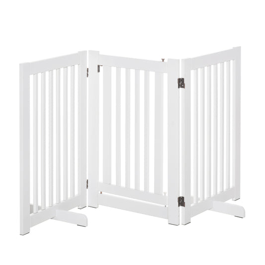 Pawhut Barrera Para Perros Plegable De Madera Con 1 Puerta 155x35,5x76 Cm Blanco_0