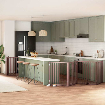 Vidaxl Puerta De Perros Plegable 8 Paneles Madera Álamo Marrón 640 Cm_1