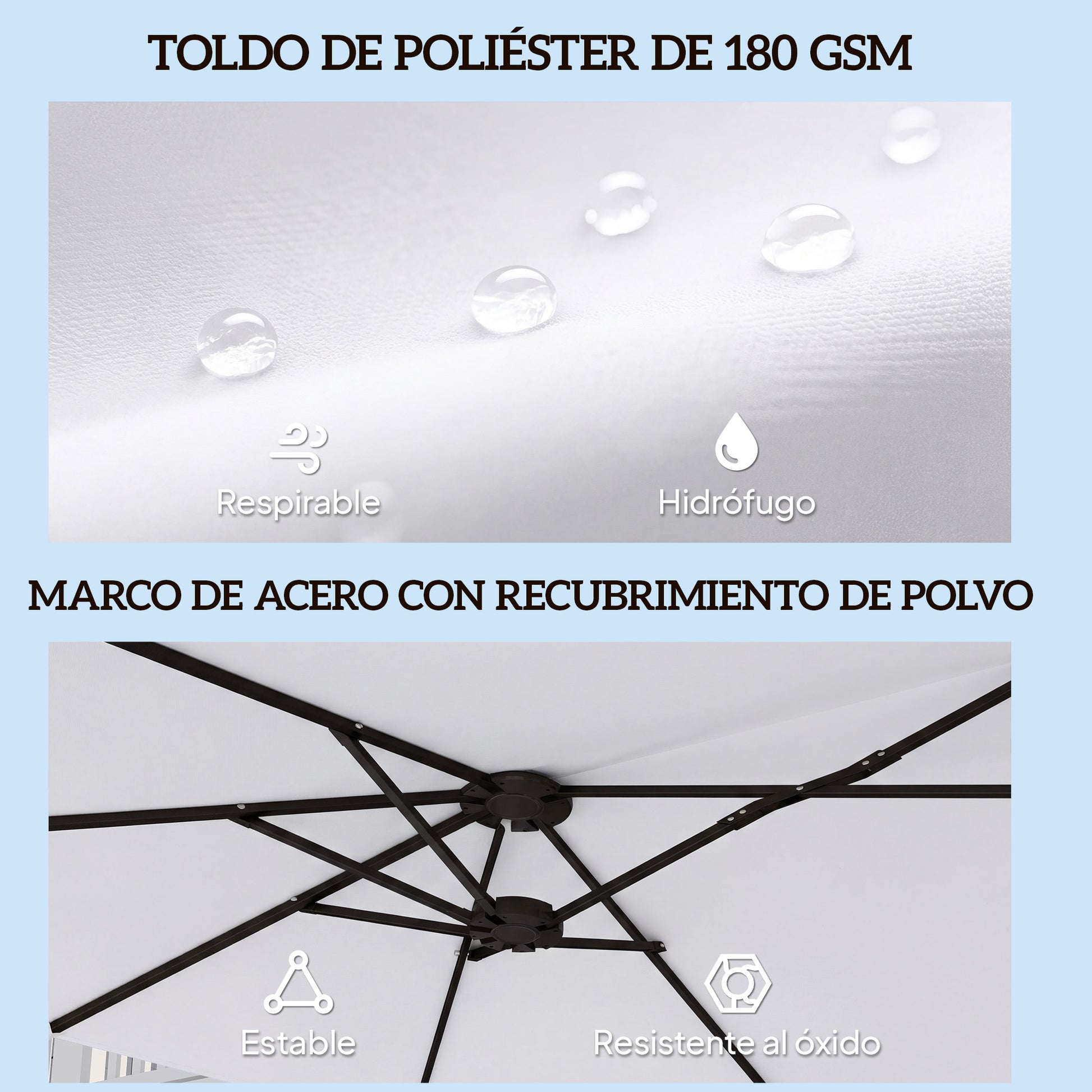 Outsunny Sombrilla Doble 4,6x2,6 M Con Protección Uv50+ Y Manivela Blanco_5