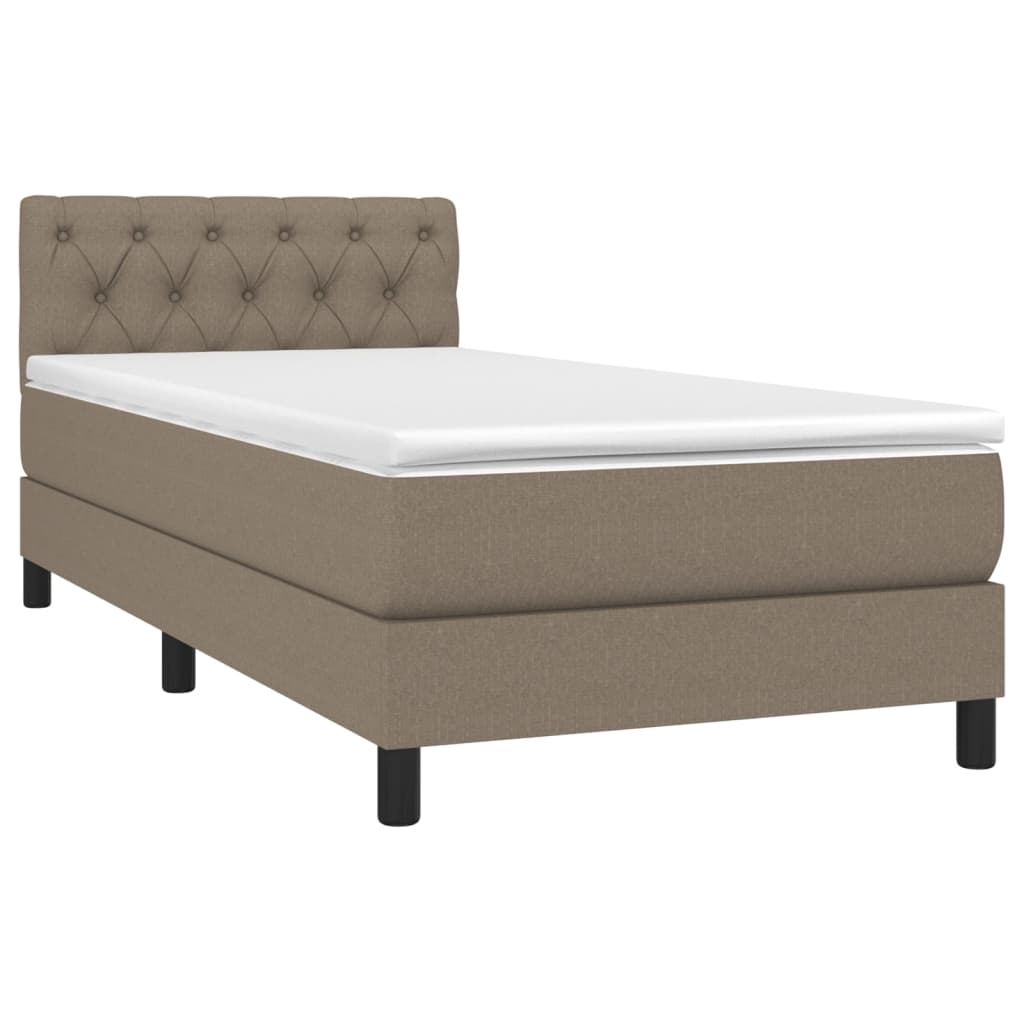 Cama Box Spring Colchón Y Luces Led Gris Taupe 80x200 Cm / Vetonek_3