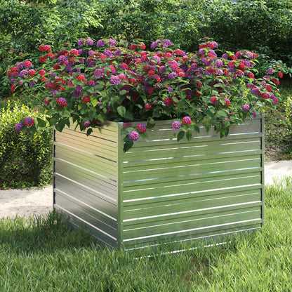 Arriate De Acero Galvanizado Plateado 100x100x77 Cm_1