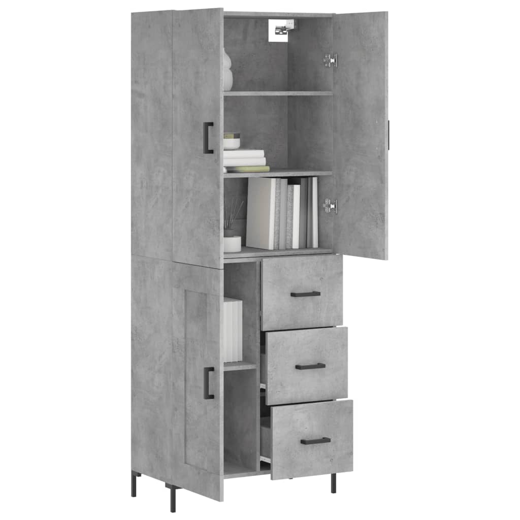 Aparador Alto Madera Contrachapada Gris Hormigón 69,5x34x180 Cm_2