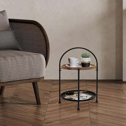 Well Home Mesa Auxiliar Con Dos Bandejas Color Negro Ø39x55cm