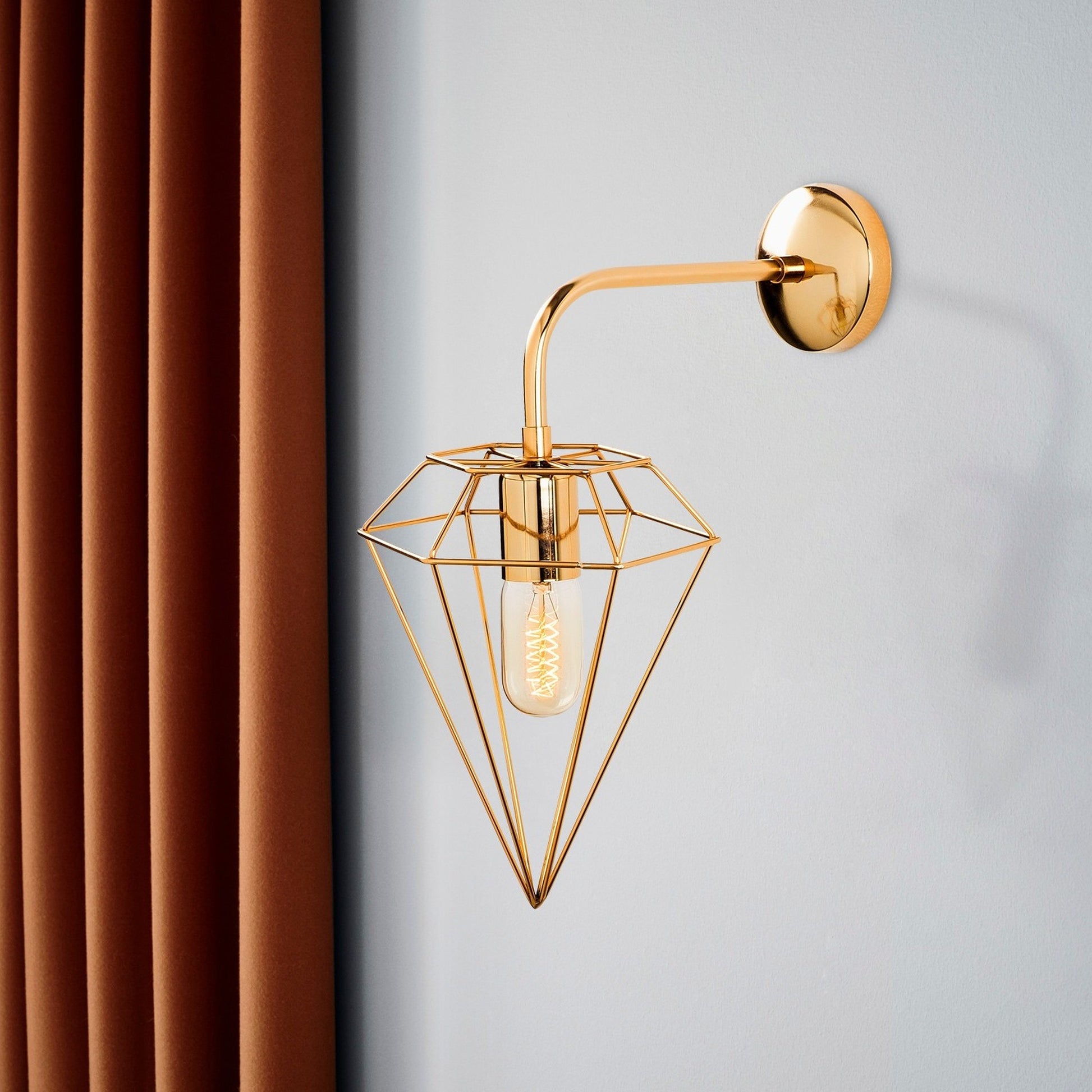 Aplique De Pared, Metal , Oro, 20x37x43, Casquillo E 27 Max 40 W_5