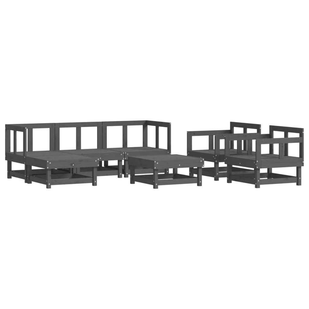 Vidaxl Juego De Muebles De Jardín 7 Piezas Madera Maciza De Pino Gris_0