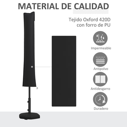 Outsunny Funda Para Sombrilla De Jardín Impermeable Tela Oxford 420d Negro_3