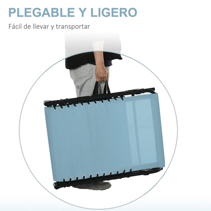 Outsunny Tumbona Plegable Reclinable En 4 Posiciones Con Marco De Acero Azul_5