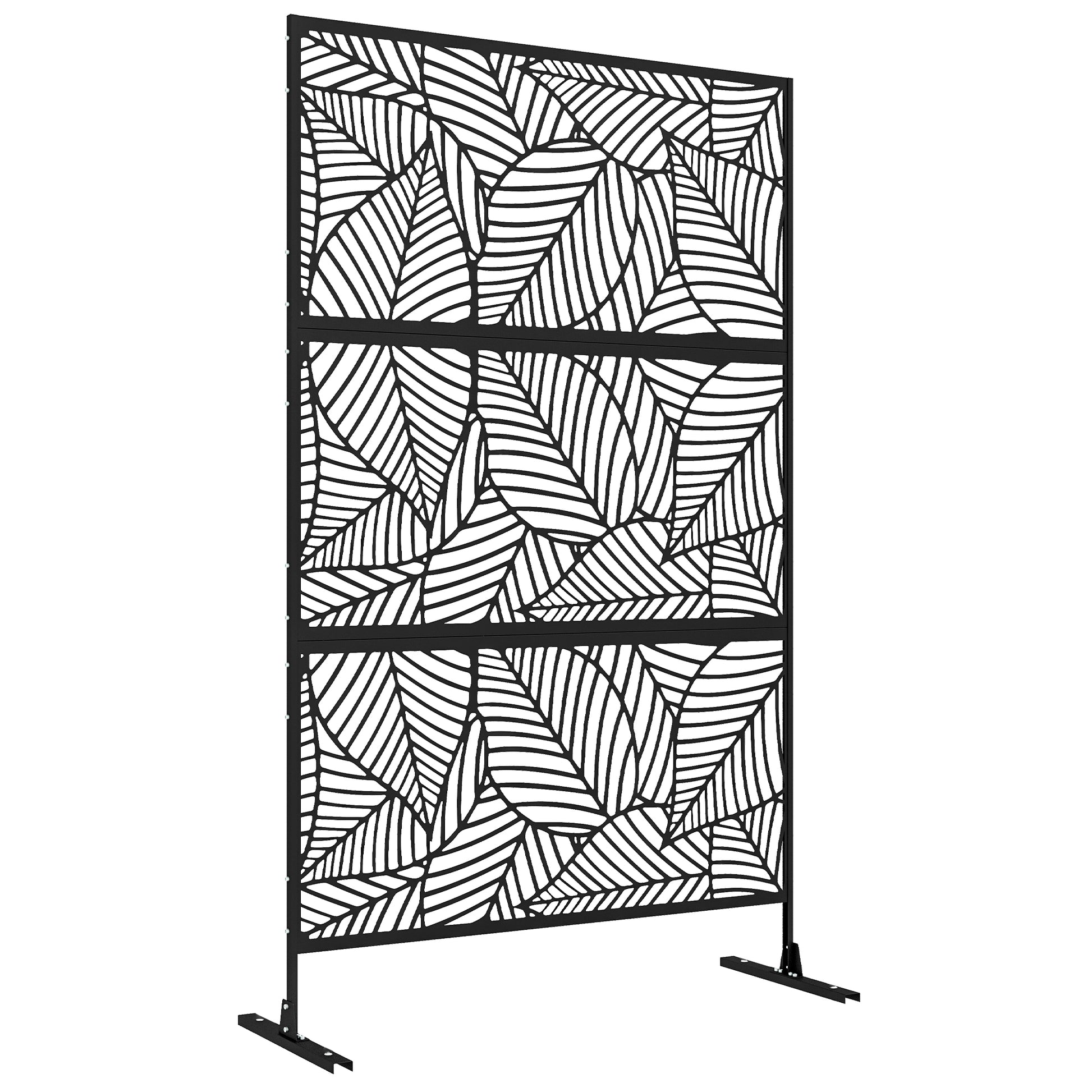 Outsunny Biombo Separador De Ambientes De 3 Paneles 122x198 Cm Negro_0