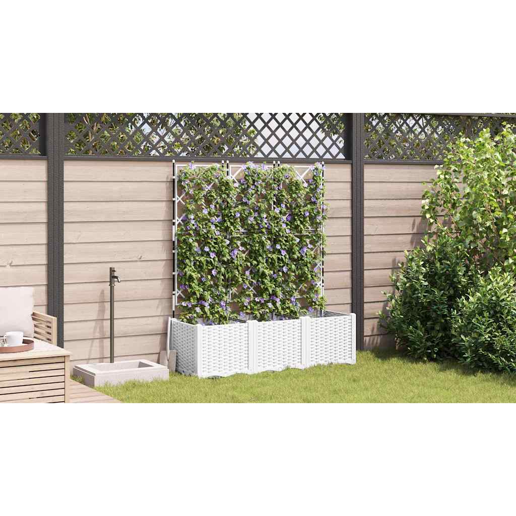 Macetero De Jardín 3 Uds. Blanco 120 X 40 X 143 Cm Pp_3