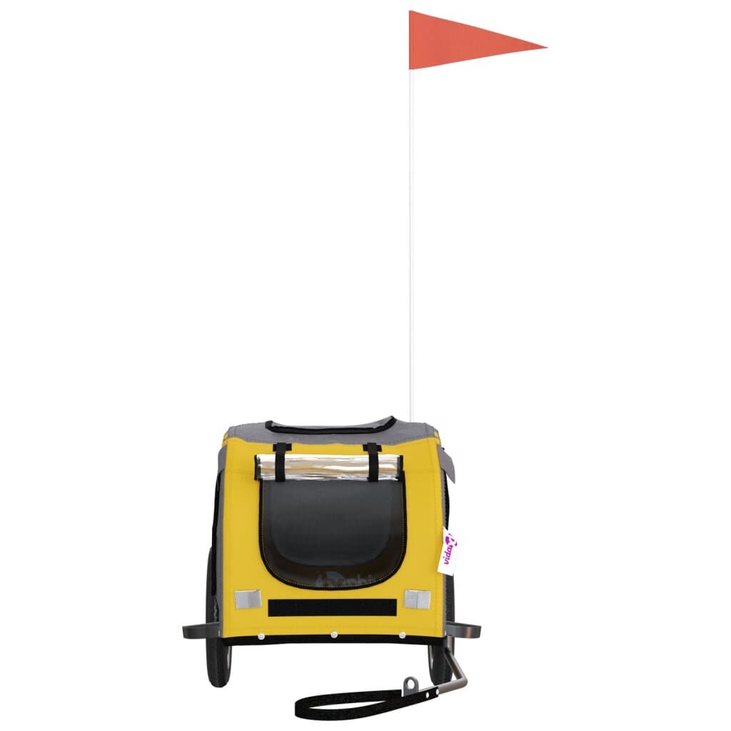 Vidaxl Remolque De Bicicleta Mascotas Hierro Tela Oxford Amarillo Gris_3