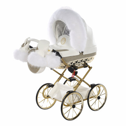 Carro De Muñecas Hand Craft Glitter Satin Classic White / Gold_1