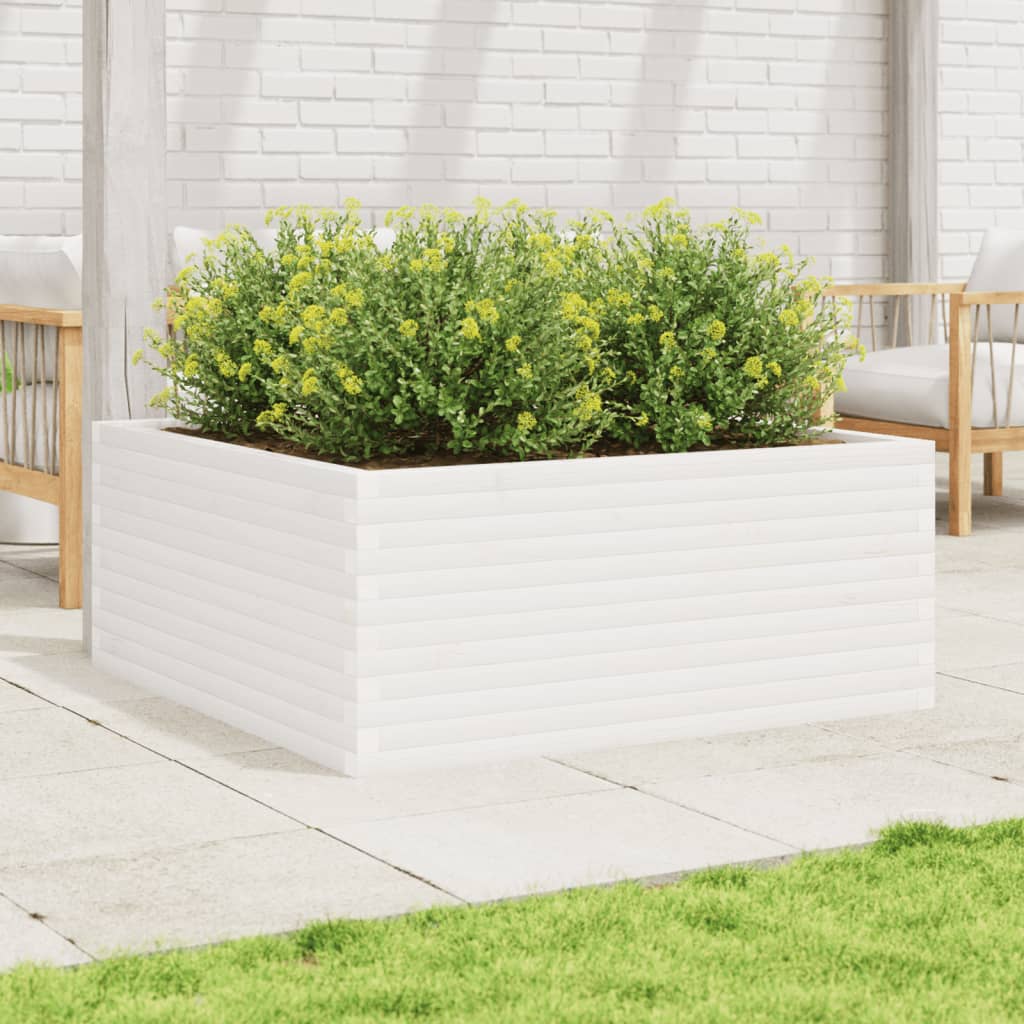 Jardinera Madera Maciza De Pino Blanco 110x110x46 Cm_2