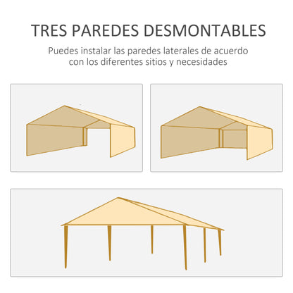 Outsunny Carpa De Jardín 6x3 M Con 4 Paredes Laterales 2 Ventanas Visibles Verde_5
