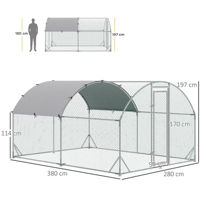 Pawhut Gallinero Exterior 2,8x3,8x1,97 M Para 6-12 Gallinas De Acero Galvanizado_2
