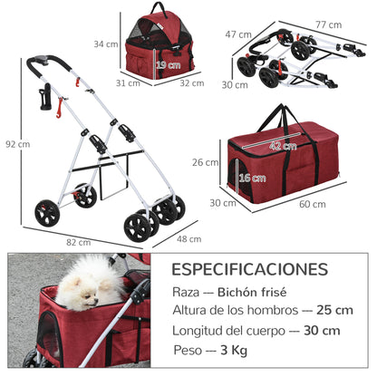 Pawhut Cochecito Para Mascotas 2 Niveles Plegable Con Solo Un Clic 82x48x92 Cm_2