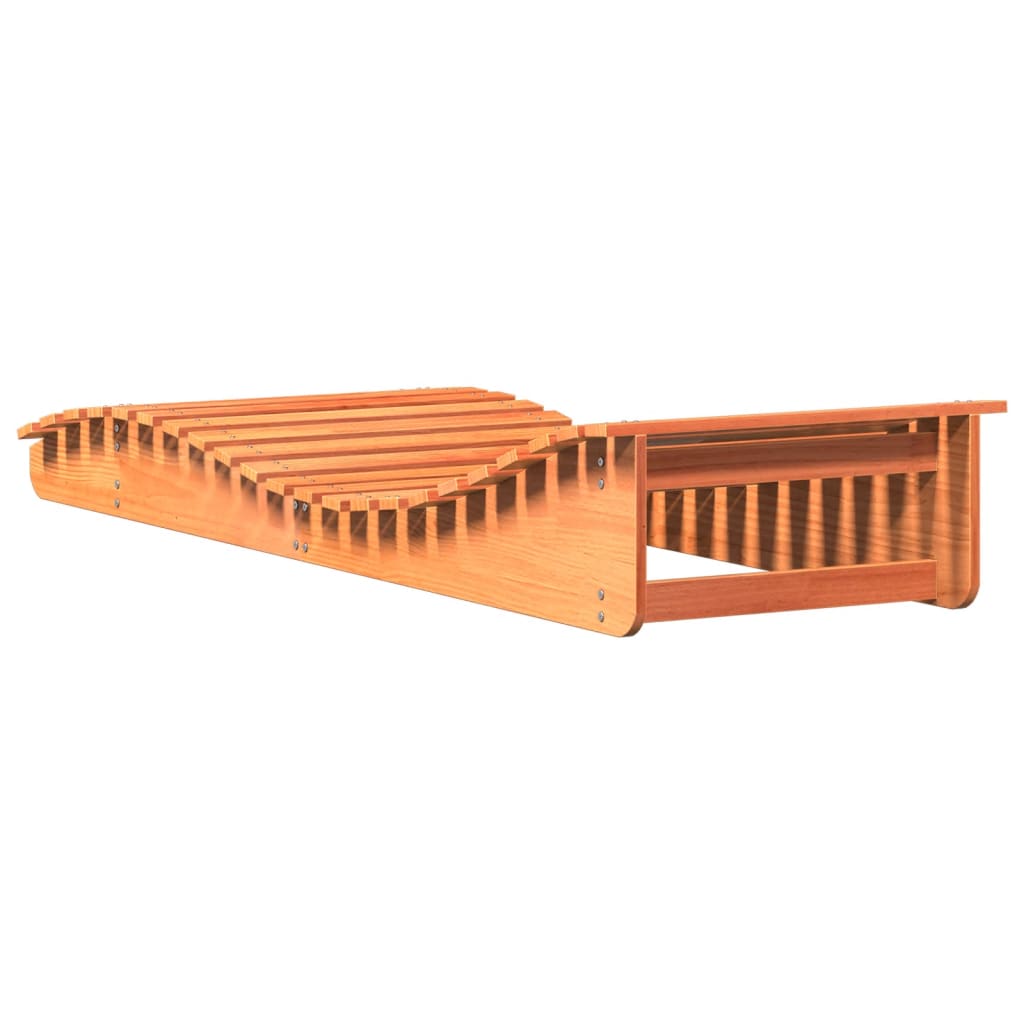 Tumbona De Madera Maciza De Pino Marrón Cera 205x70x31,5 Cm / Vetonek_3