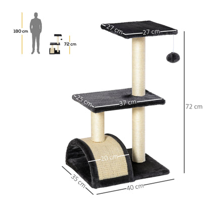 Pawhut Rascador Para Gatos Medianos Con Postes De Sisal Y Plataformas Gris_2