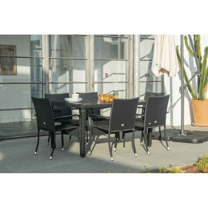 Muebles De Jardín Comedor Formentera 6 Plazas Ratán Sintético Negro Kiefergarden_2