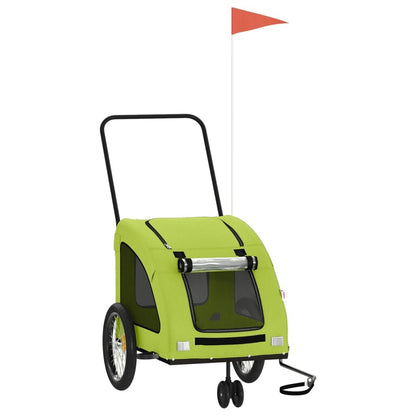 Vidaxl Remolque De Bicicleta Mascotas Hierro Tela Oxford Verde_0