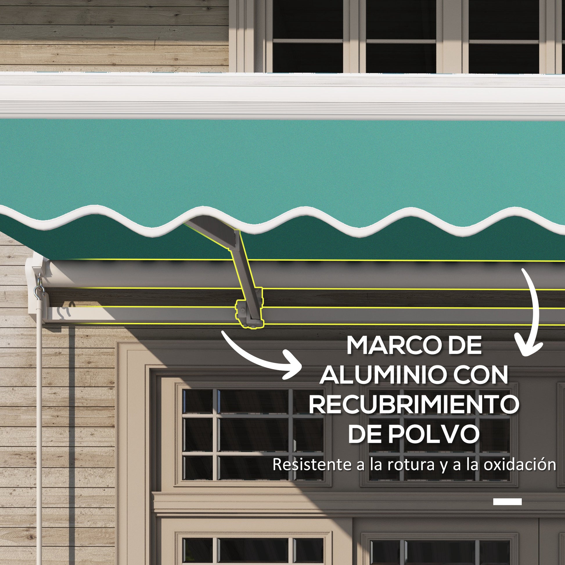 Outsunny Toldo Manual Plegable De Aluminio Con Manivela 395x245 Cm Verde_5