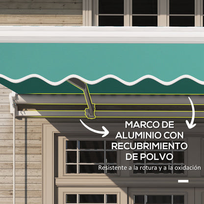 Outsunny Toldo Manual Plegable De Aluminio Con Manivela 395x245 Cm Verde_5